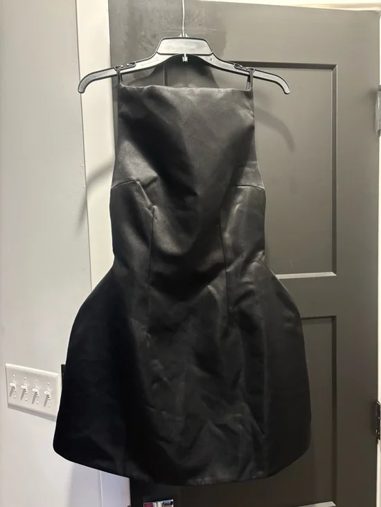 BabyBoo Tate Mini Dress Satin Open Back Babydoll bubble skirt Black Medium NWT - Picture 5 of 11